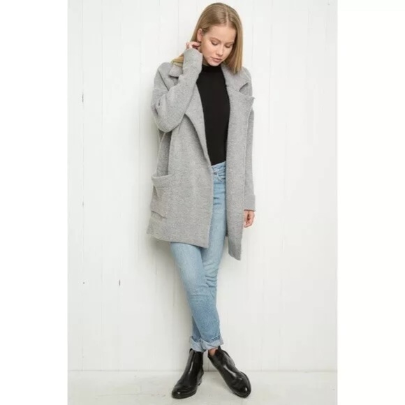 Brandy melville gray wool knit cardi kennedy coat - Picture 3 of 8